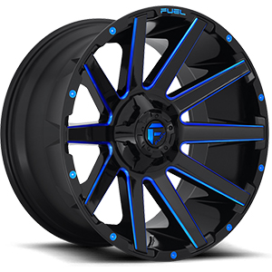 Fuel Contra D644 Gloss Black W/ Blue Milled Spokes