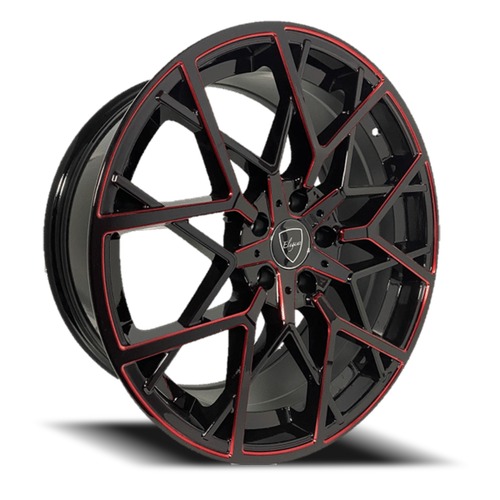 Elegance E009 Gloss Black W/ Candy Red Milled Accents