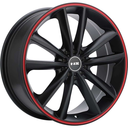 NS Wheels Ns9012 Matte Black With Red Stripe