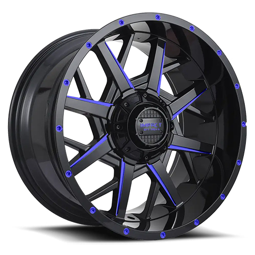 Impact 815 Gloss Black W/ Blue Milled Accents