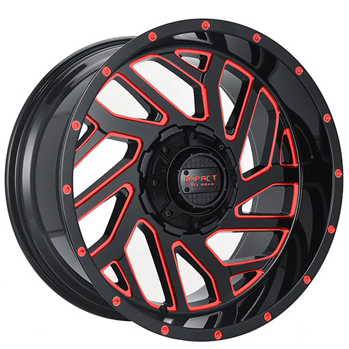 Impact 823 Gloss Black W/ Red Milled Accents