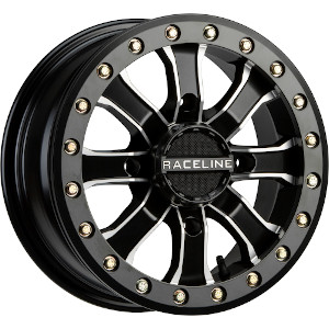 Raceline A71MB UTV Mamba Simulated Beadlock Black W Machined Lip - NO RETURNS!