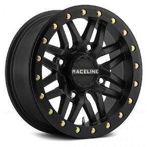 Raceline A91B UTV Ryno Simulated Beadlock Black W Black Ring - NO RETURNS!