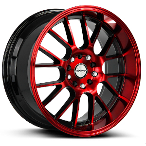 Shift Crank H28 Gloss Black Candy Red Machined Wheel