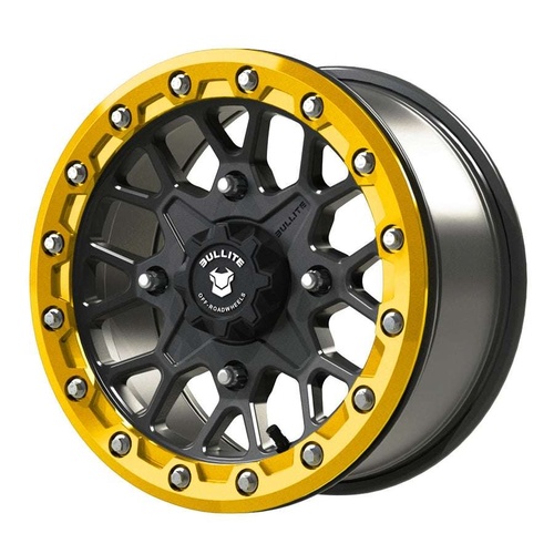 Bullite Bt-05 Gunmetal Gray W/ Neo Yellow Beadlock - Part Number BT051407041371117 Bullite Bt-05 Gunmetal Gray W/ Neo Yellow Beadlock Photo