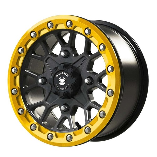 Bullite Bt-05 Satin Black W/ Neo Yellow Beadlock - Part Number BT051407041371127 Bullite Bt-05 Satin Black W/ Neo Yellow Beadlock Photo