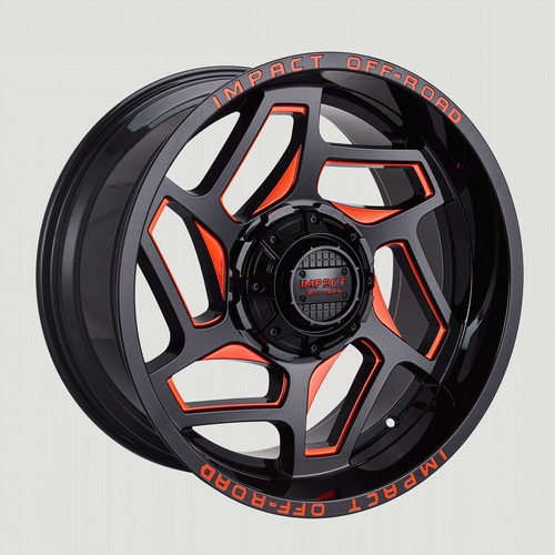 Impact Off-Road 826 Gloss Black W/ Red Milling Photo