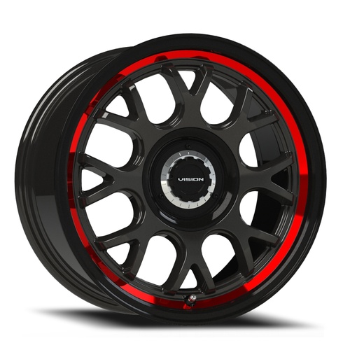 Vision Offroad ALPINE 478 Gloss Black With Red Tinted Brushed Lip