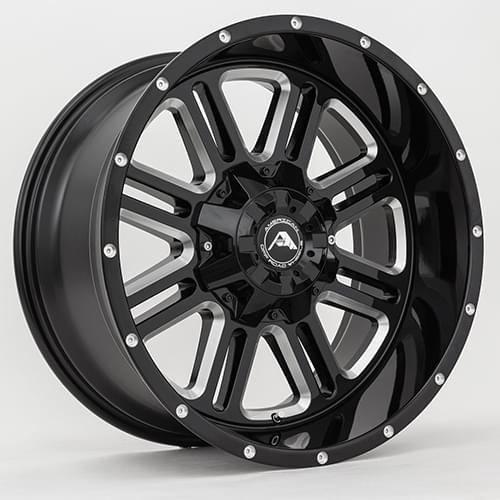 American Offroad A106 Gloss Black W/ Milled Spokes - Part Number A10620A0xxx-24BMI-627 American Offroad A106 Gloss Black W/ Milled Spokes Photo