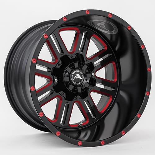 American Offroad A106 Gloss Black W/ Red Milled Spokes - Part Number A10622A263539-44BMI-Red American Offroad A106 Gloss Black W/ Red Milled Spokes Photo