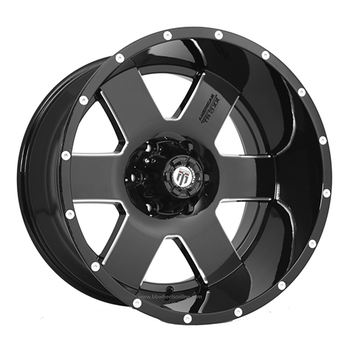 American Truxx Armor AT155 Black W/ Milled Spokes - Part Number AT155-20943M+12 American Truxx Armor AT155 Black W/ Milled Spokes Photo