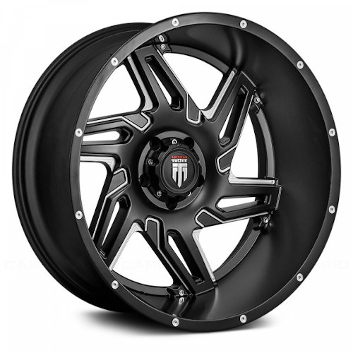 American Truxx Spurs AT186 Black W/ Milled Spokes - Part Number AT186-24436M-76 American Truxx Spurs AT186 Black W/ Milled Spokes Photo