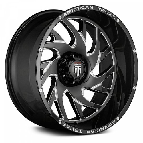 American Truxx Xclusive AT1907 Black W/ Milled Spokes - Part Number AT1907-22250M-44 American Truxx Xclusive AT1907 Black W/ Milled Spokes Photo