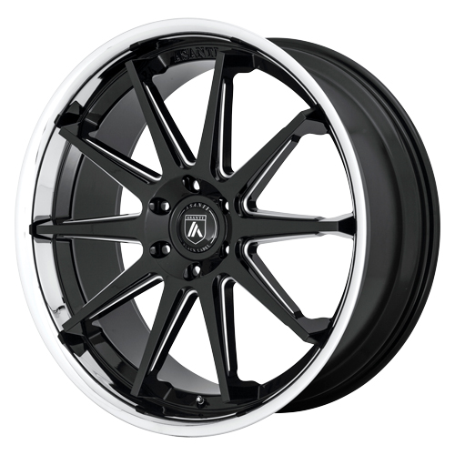 Asanti Black Label ABL-29 Gloss Black Milled W/ Chrome Lip - Part Number ABL29-22105230BK Asanti Black Label ABL-29 Gloss Black Milled W/ Chrome Lip Photo