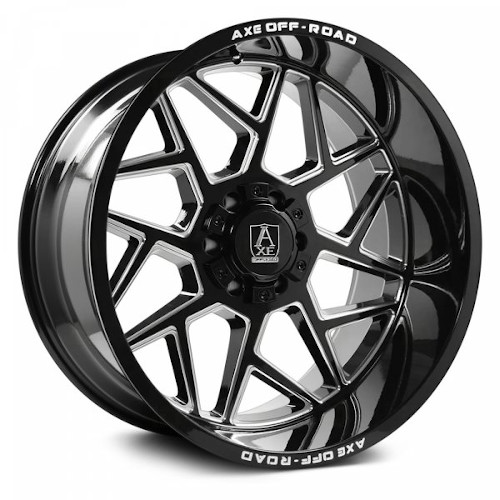 Axe Off-Road Nemesis Gloss Black W/ Doubled Milled Spokes - Part Number 26128170-44NEMBM Axe Off-Road Nemesis Gloss Black W/ Doubled Milled Spokes Photo