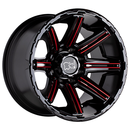 Black Rhino Rampage Gloss Black W/ Red Milled Spokes - Part Number 2095RPG126140R12 Black Rhino Rampage Gloss Black W/ Red Milled Spokes Photo