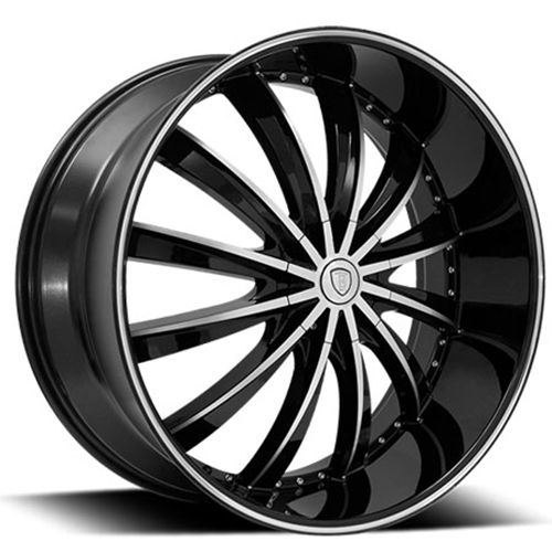 Borghini B19 Black Machined w/ Machined Lip & Alum Cap - Part Number B19285043+35BML Borghini B19 Black Machined w/ Machined Lip & Alum Cap Photo