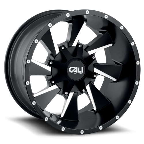 Cali Offroad Distorted 9106 Satin Black W/ Milled Spokes - Part Number 9106-24237M-47 Cali Offroad Distorted 9106 Satin Black W/ Milled Spokes Photo