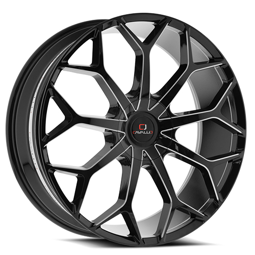 Cavallo CLV-22 Gloss Black W/ Milled Spokes - Part Number CLV-22229561351397+35MW Cavallo CLV-22 Gloss Black W/ Milled Spokes Photo