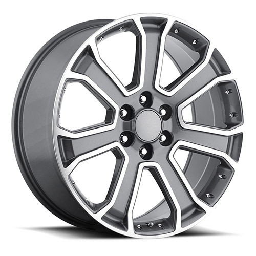 Factory Reproductions FR 49 GMC Yukon Denali Gloss Gray W/ Machined Face - Part Number 49290316510 Factory Reproductions FR 49 GMC Yukon Denali Gloss Gray W/ Machined Face Photo