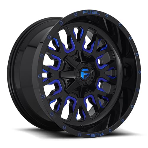 Fuel Offroad Stroke D645 Gloss Black W/ Blue Milled Spokes - Part Number D64520208247 Fuel Offroad Stroke D645 Gloss Black W/ Blue Milled Spokes Photo