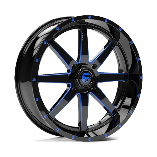 Fuel UTV Maverick D651 Gloss Black Milled With Blue Accents - Part Number D6512470A544 Fuel UTV Maverick D651 Gloss Black Milled With Blue Accents Photo