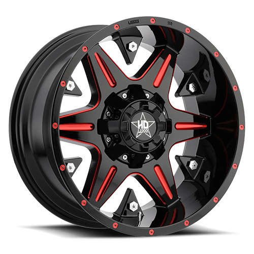 Luxxx HD Offroad LHD-3 Gloss Black With Red Milling - Part Number LHD0320106135139-18G-A3 Luxxx HD Offroad LHD-3 Gloss Black With Red Milling Photo