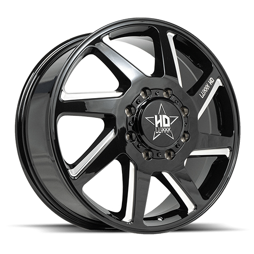 Luxxx HD Offroad LHD-14 Gloss Black Milled Dually Front - Part Number DUALLYHD14-208258165-115Y-A1-F Luxxx HD Offroad LHD-14 Gloss Black Milled Dually Front Photo