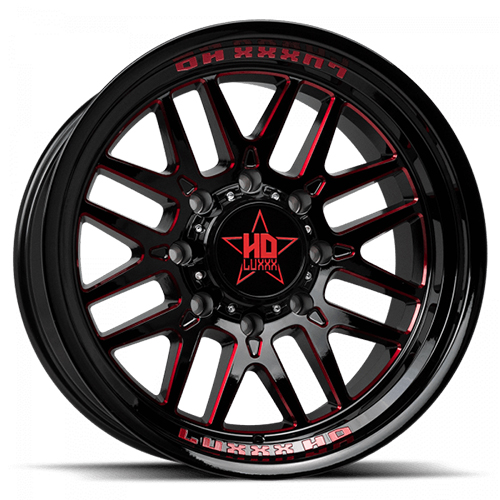 Luxxx HD Offroad LHD-20 Gloss Black With Red Milled - Part Number LHD2020106139-18G-A3 Luxxx HD Offroad LHD-20 Gloss Black With Red Milled Photo