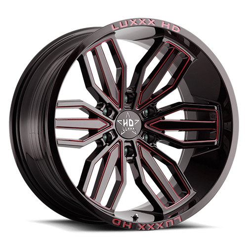 Luxxx HD Offroad LHD-21 Gloss Black With Red Milling - Part Number LHD2120106135-18E-A3 Luxxx HD Offroad LHD-21 Gloss Black With Red Milling Photo