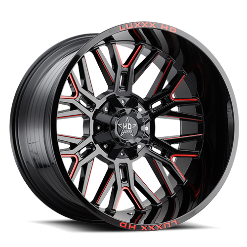 Luxxx HD Offroad LHD-25 Gloss Black With Red Milled - Part Number LHD2524146135139-76G-A3 Luxxx HD Offroad LHD-25 Gloss Black With Red Milled Photo