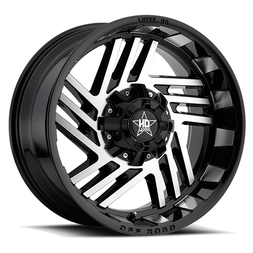 Luxxx HD Offroad LHD-4 Gloss Black With Machined Face - Part Number LHD420105127139-18D-A2 Luxxx HD Offroad LHD-4 Gloss Black With Machined Face Photo