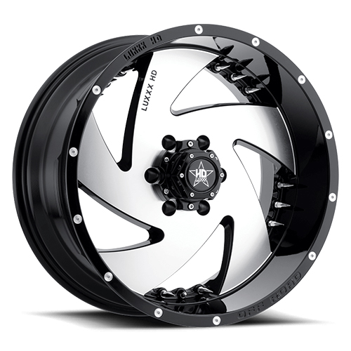 Luxxx HD Offroad LHD-6 Gloss Black Machined W/ Chrome Spike Rivets