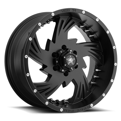 Luxxx HD Offroad LHD-7 Satin Black With Chrome Spike Rivets - Part Number LHD720105139-18D-B-11 Luxxx HD Offroad LHD-7 Satin Black With Chrome Spike Rivets Photo