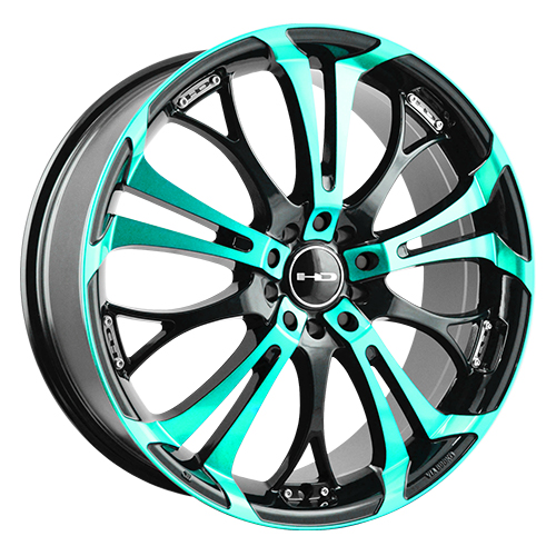 HD Wheels Spinout Black Machined w/ Teal - Part Number SO18753740BK-TE HD Wheels Spinout Black Machined w/ Teal Photo