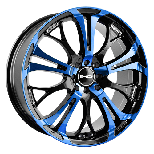 HD Wheels Spinout Gloss Black Machined W/ Blue - Part Number SO18750140BK-BL HD Wheels Spinout Gloss Black Machined W/ Blue Photo