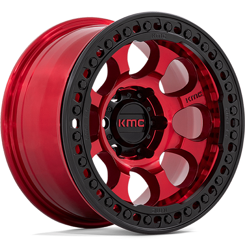KMC Riot Beadlock KM237 Candy Red W/ Black Ring - Part Number KM237QB17855000 KMC Riot Beadlock KM237 Candy Red W/ Black Ring Photo