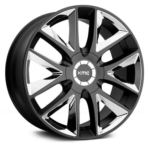 KMC KM710 Takedown Satin Black W/ Chrome Inserts - Part Number KM71028550738 KMC KM710 Takedown Satin Black W/ Chrome Inserts Photo