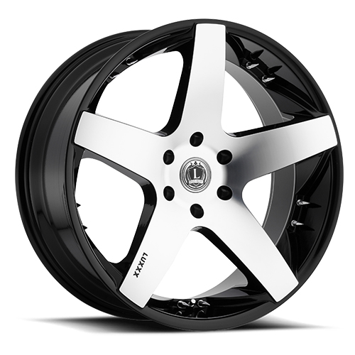 Luxxx LUX 14 Gloss Black Machined With Chrome Spike Rivets - Part Number LUX1424955115+15B-A2-11 Luxxx LUX 14 Gloss Black Machined With Chrome Spike Rivets Photo