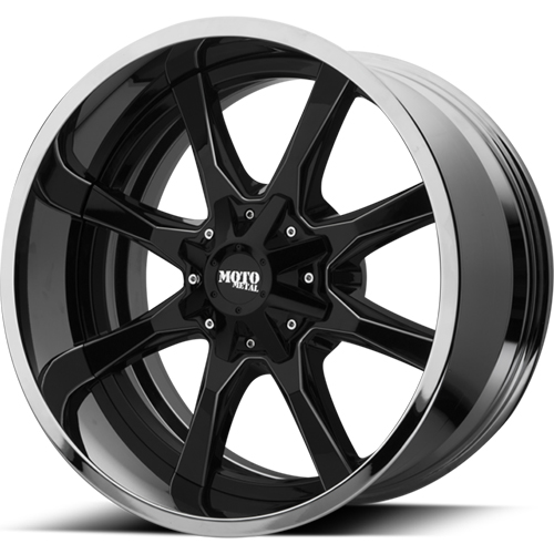 Moto Metal MO201 Gloss Black W/ Chrome Lip - Part Number MO201-22128744NBC Moto Metal MO201 Gloss Black W/ Chrome Lip Photo