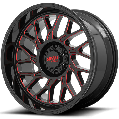 Moto Metal MO805 Gloss Black Milled W/ Red Tint - Part Number MO80522080918N Moto Metal MO805 Gloss Black Milled W/ Red Tint Photo
