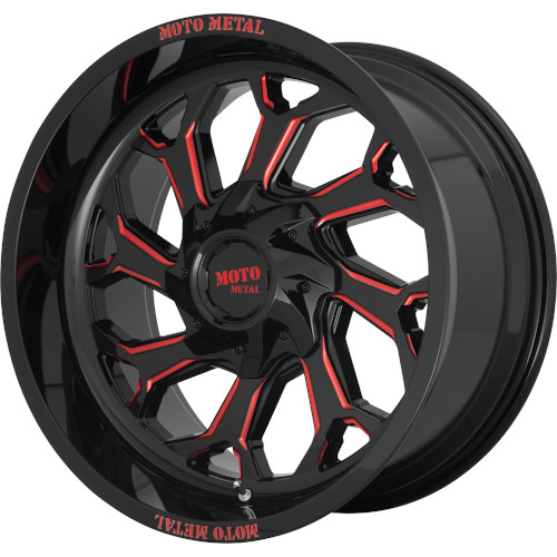 Moto Metal MO999 Gloss Black W/ Red Milled Spokes - Part Number MO99921087918N Moto Metal MO999 Gloss Black W/ Red Milled Spokes Photo