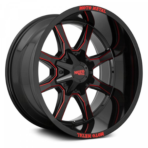 Moto Metal MO970 Gloss Black W/ Red Milled Spokes - Part Number MO970290873C00 Moto Metal MO970 Gloss Black W/ Red Milled Spokes Photo