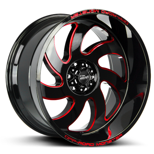 Off-Road Monster M07 Gloss Black Candy Red Milled - Part Number M07412639N44GBMLR Off-Road Monster M07 Gloss Black Candy Red Milled Photo