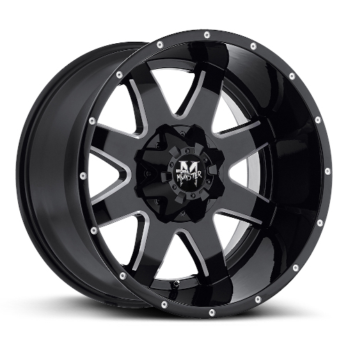 Off-Road Monster M08 Gloss Black Milled - Part Number M08012550N44GBML Off-Road Monster M08 Gloss Black Milled Photo