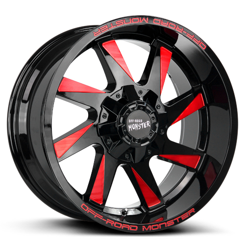 Off-Road Monster M80 Gloss Black Candy Red Milled - Part Number M800607N19GBMLR Off-Road Monster M80 Gloss Black Candy Red Milled Photo