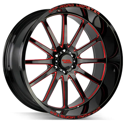 Off-Road Monster M26 Gloss Black W/ Candy Red Milled Accents - Part Number M26612527N44GBMLR Off-Road Monster M26 Gloss Black W/ Candy Red Milled Accents Photo
