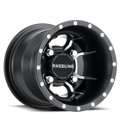 Raceline A77 Mamba ATV/UTV Matte Black W/ Machined Spokes - NO RETURNS!