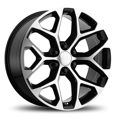 Replica 1 Snowflake RP09 Gloss Black W/ Machined Spokes - Part Number RP-09209G639+24BM Replica 1 Snowflake RP09 Gloss Black W/ Machined Spokes Photo