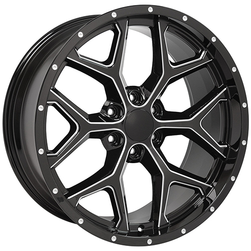 OE Wheels Chevrolet Silverado CV98 Black W/ Milled Edge - Part Number CV98-D22095-6550-24BM OE Wheels Chevrolet Silverado CV98 Black W/ Milled Edge Photo